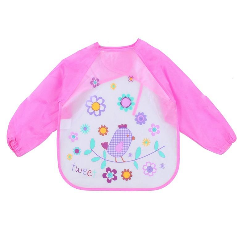 Baby Feeding Feeding Apron Thin Style Long Sleeve Baby Reverse Dressing Drawing Clothes Waterproof Bib