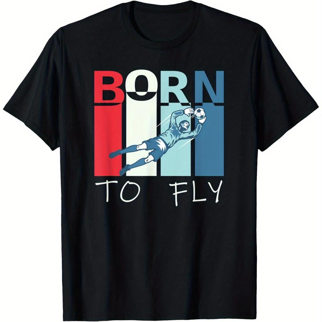 Футболка вратаря 'Born to Fly' имеет интересный спортивный дизайн с принтом 'BORN TO FLY' и иллюстрацией футболиста.