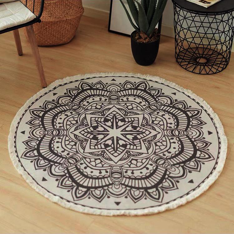 90 см богемный круглый хлопковый льняной ковер, нескользящий напольный коврик, ковры для гостиной, спальни, коврик для йоги, коврик для йоги, макраме, коврики