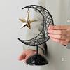 Artistic Middle Eastern Iron Moon Star Sculpture With Base Eid Ramadans Hollowout Ornament for Muslims Party Supplies