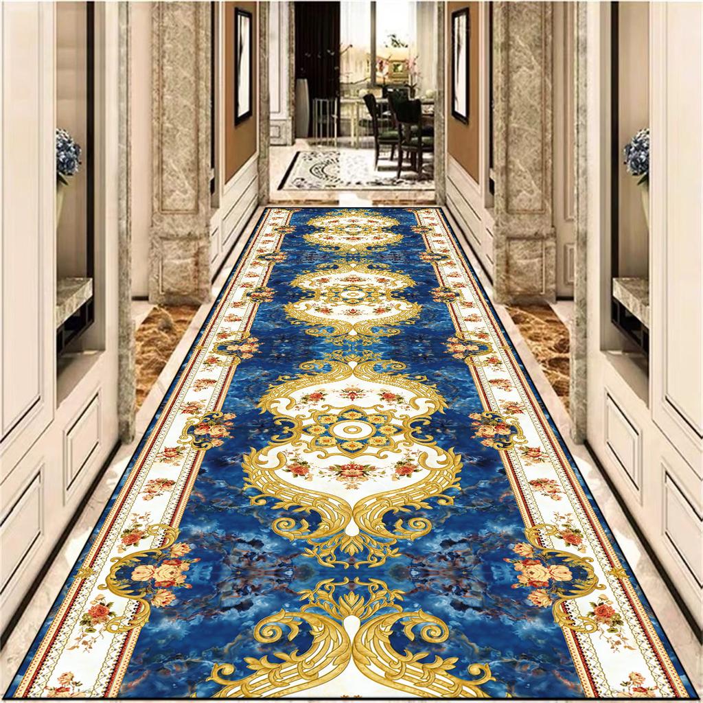 Европейское украшение Ковер для длинного коридора Великолепные ковры для прихожей Нескользящий коврик для лестницы Домашний коврик-дорожка для прохода Напольный коврик для прохода Настраиваемый
