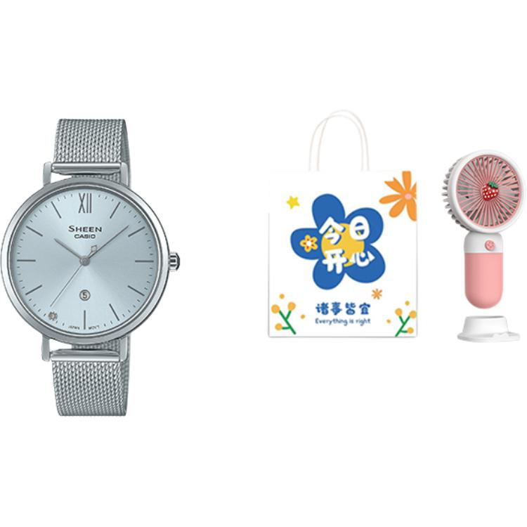 Casio SHEEN Кварцевые часы на стальном ремешке Женские часы Синий циферблат SHE-4539