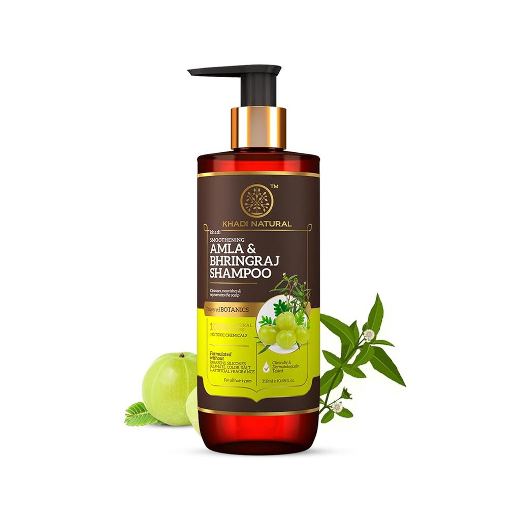 KHADI NATURAL Шампунь с амлой и бринграраджем Мягкое очищение волос Для мягких, гладких волос Подходит для всех типов волос 310 мл