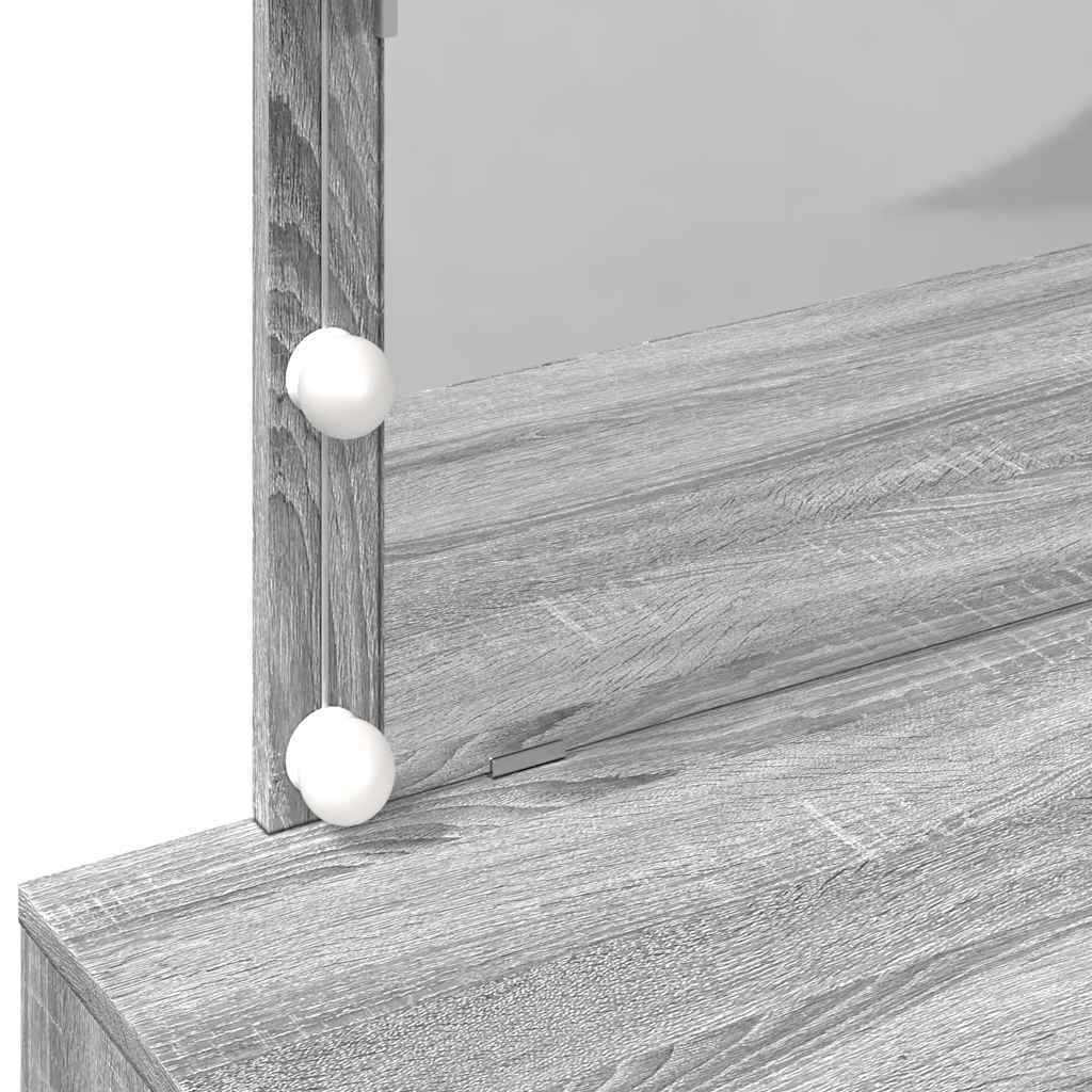 Makeup Table with LED Lighting Gray Sonoma 100 x 40 x 120 cm
