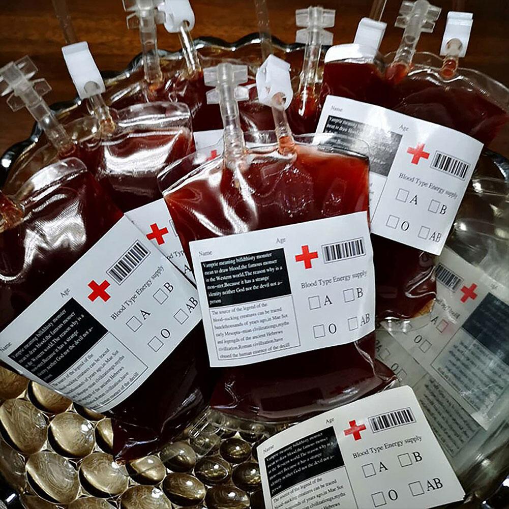 10 шт. пакетиков с энергетическим напитком Blood 350 мл, реквизит для вечеринки вампиров на Хэллоуин, идеально подходит для косплея и тематических мероприятий