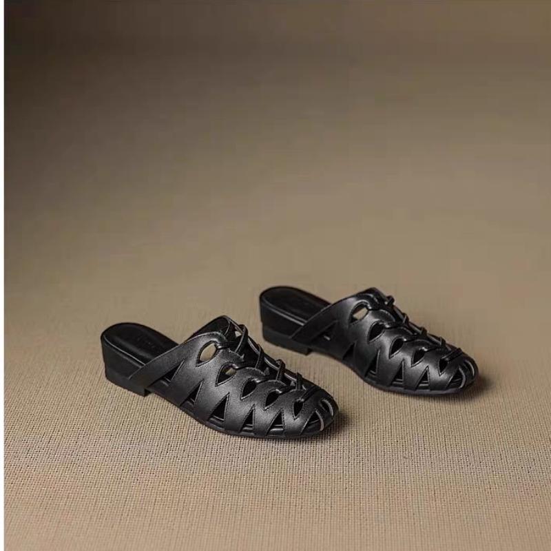 Модная женская обувь мюли, модные балетки, шлепанцы, летние новые сандалии 2025, дизайнерская женская обувь с ремешком сзади, ажурная обувь, брендовые сандалии для женщин