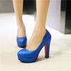 Синие Красные Серебристые Туфли-лодочки на каблуке Женские Туфли на высоком каблуке Платформа Мода Круглый носок Женские Туфли на каблуке Офис Вечеринка Платье Свадебные туфли