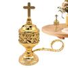 Vintage Catholic Incense Burner Metal Crafts Aromatherapy Diffuser for Family Yoga Home Decoration