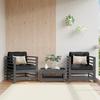 VidaXL Garden Chairs and Cushions Set of 2 Grey Solid Pine Wood 825676
