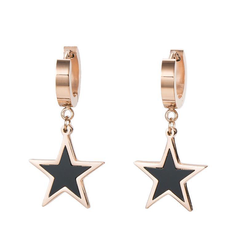 Rose Gold Geometric Titanium Steel Earrings for Women - Stylish, Simple Designs