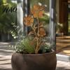 Rustic Home And Garden Gifts Flower Stakes, 12.6x30cm Metal Yard Art Cutout, Farmhouse Rust Artistic Plant Stakes Finish Outdoor Decor for Pathway