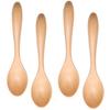 Set of 4 Wooden Teaspoons with Semicircular Handles for Home Use, Coffee Stirring Spoons, and Dessert Spoons, 12.2 Cm X 2.8 Cm (HM122TMQ*4)
