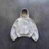 Унисекс Худи в стиле стритвир с 3D-принтом из фольги, на молнии спереди, свободного кроя, с длинным рукавом, серый
