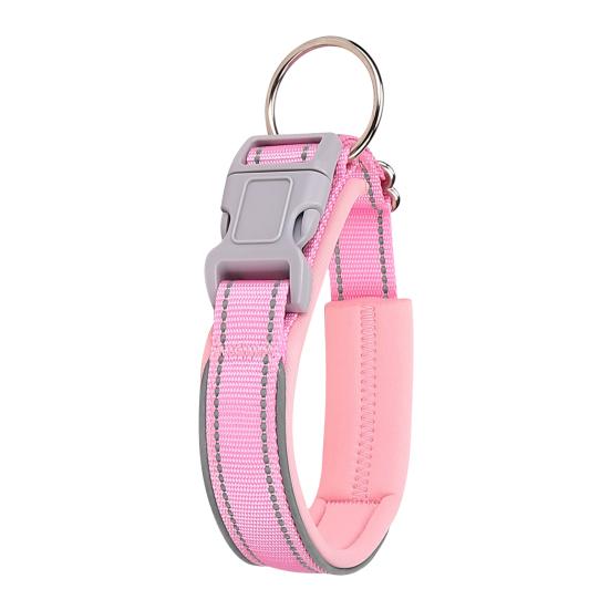 Pet Collar Reflective Strips Adjustable Anti-pull Bite-resistant Breathable Prevent Break Free Safety Buckle Pet