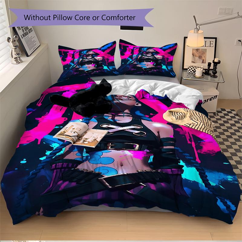 3Pcs Neon Cyberpunk Fashion Bedding Sets For All Sizes New 3D Printed Bed Cover Comforter Duvet Cover Pillowcase Bedroom Decoration