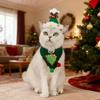 Christmas Pet Scarf Knitted Cat Scarf with Pompom Xmas Trees Santa Claus Scarf Fuzzy Xmas Hat with Star Topper for Festive Party Photo Shoots