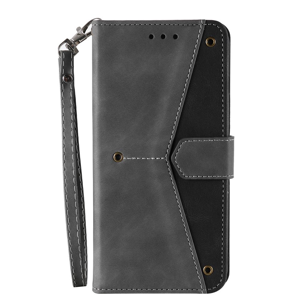 For iPhone 16 Plus Case Splicing Stitching Leather Wallet Phone Cover
