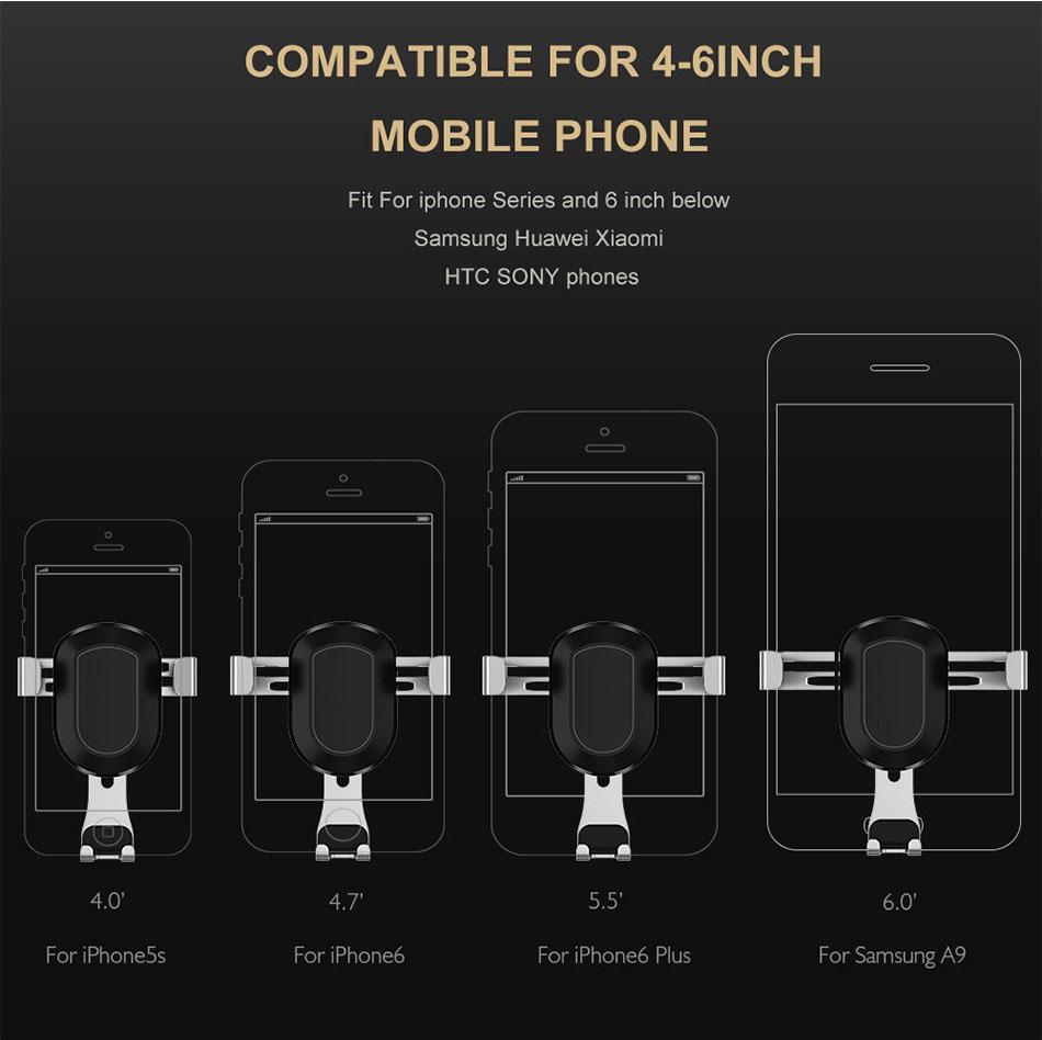 Air Vent Outlet Gravity Car Phone Holder For iPhone 7 6 6s Plus 5S Samsung S8