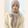 Women Casual Acrylic Knitted Hat Warm Scarf Sets Solid Fleece Inside Thickened Beanie Caps Skullies Windproof Skullcap