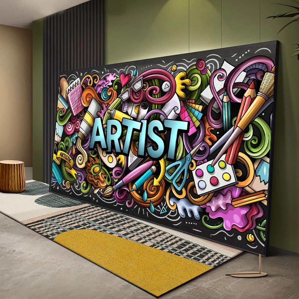 Graffiti Wall Art Cartoon Artist Canvas Painting Abstract Posters and Prints Anime Pictures for Living Room Home Decoration