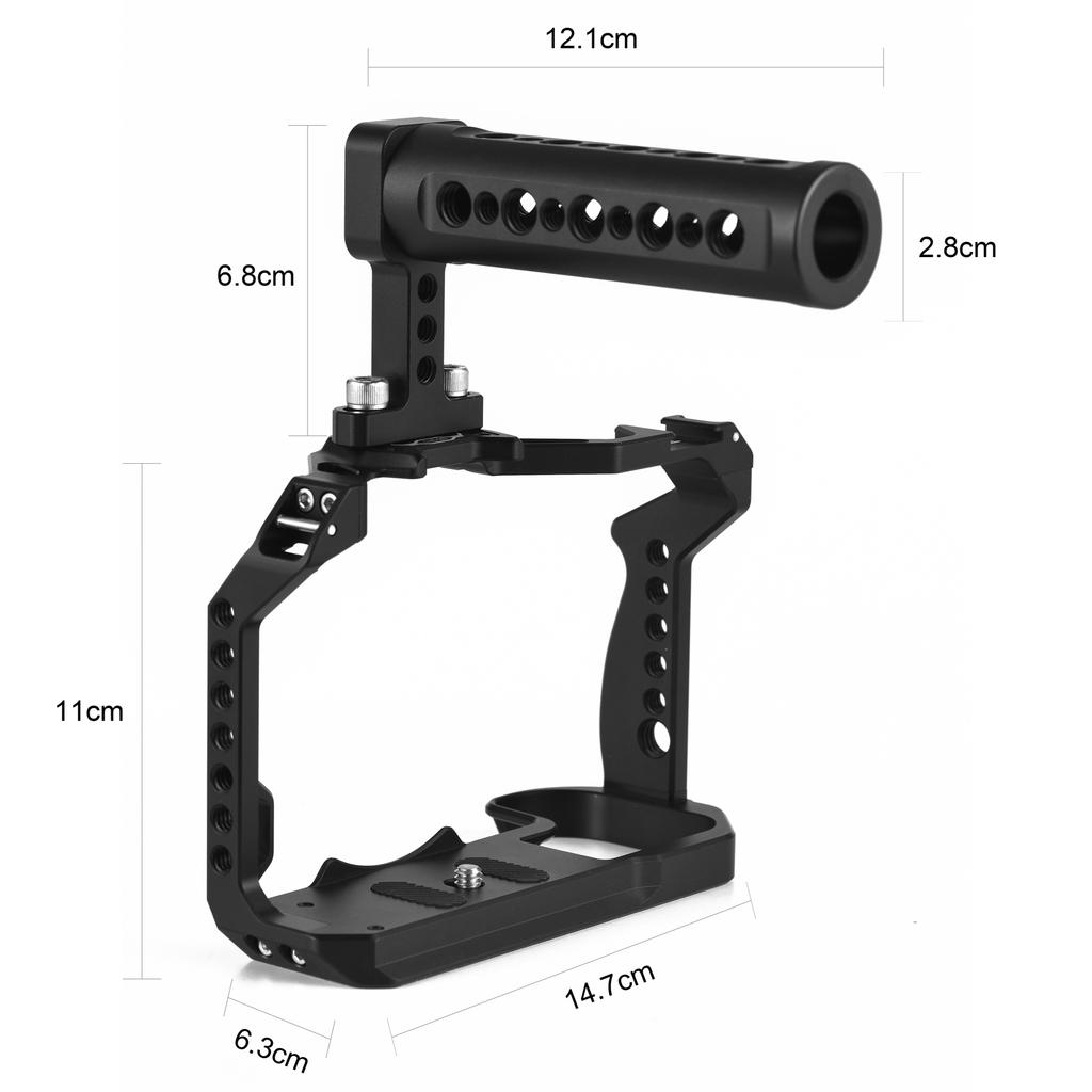 Клетка для камеры Andoer + комплект верхней ручки Видеоклетка из алюминиевого сплава с креплением для холодной обуви, многочисленные 1/4
