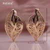 PATAYA Hollow Geometric Line Type Earrings Rose Gold Color Vintage Classic Antique Classical Earring Ring Combination Set