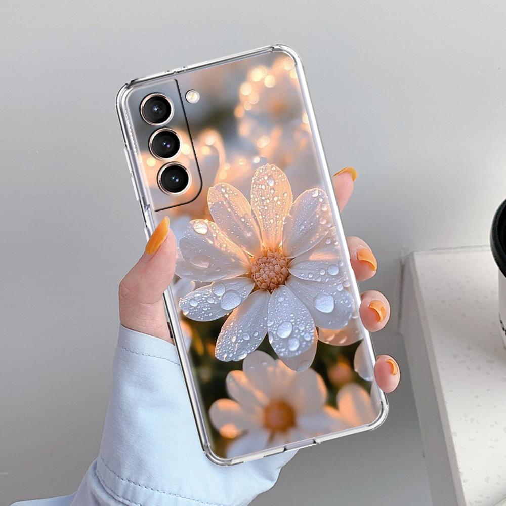 Чехол для телефона Samsung Galaxy S26 S25 S24 S23 S22 Ultra S20 S21 FE 5G Plus Мягкий прозрачный чехол Мягкий бледный маленький цветок