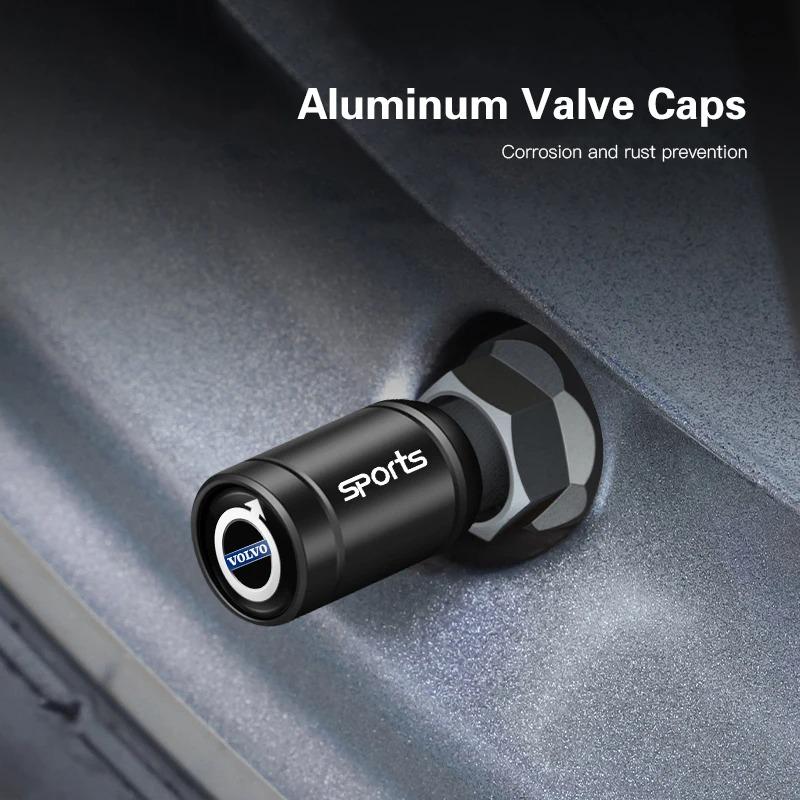 vhndr2 4PCS Aluminum Alloy Tire Valve Caps Wheel Air Valve Dust Cover for Volvo XC60 XC90 S60 V60 XC40 C40 S90 V90 V40 XC70