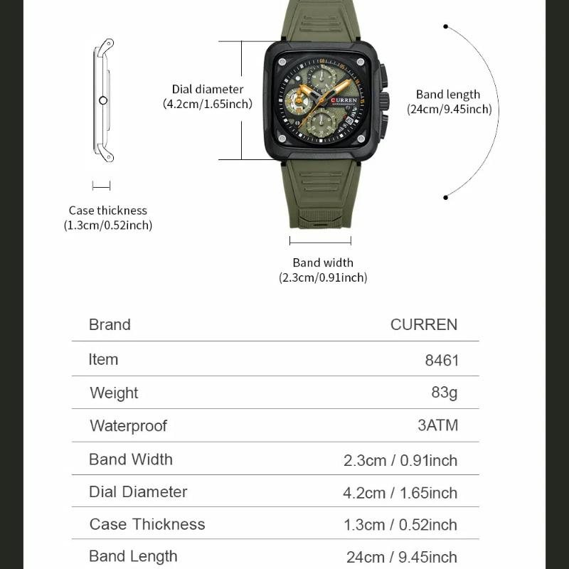 CURREN Men WristWatch Waterproof Chronograph Military Business Brand Luxury Silicone Sport Male Clockd