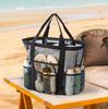 Mesh Beach Bag Multi-Pocket Organizer Handbag Shoulder Beach Bag Large-Capacity Portable Tote Bags For Vacation Organizing