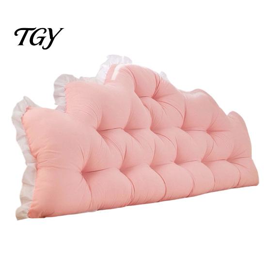 Cushion for Dorm Room Headboard with Ruffle Trim, Pillow, Crown Shape, Bed Decorative Backrest Wedge Support Pillow College Bedroom Decor, Reading