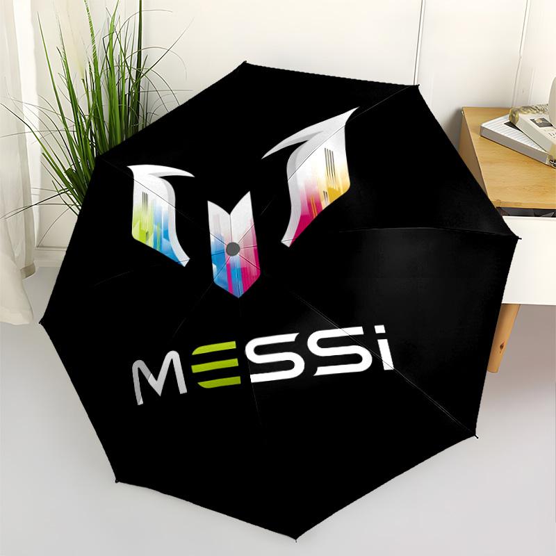 Colorful Messi Logo Design Portable Automatic Umbrella with 8-Rib Sturdy Construction All-Season Use Vibrant Pattern Umbrella Wedding Party Gift