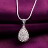 925 Sterling Silver Water Droplet Zircon Pendant Necklace Wedding Charm Jewelry