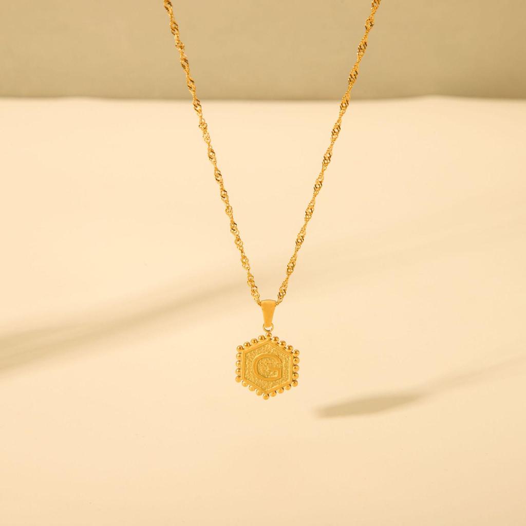 Ожерелье из нержавеющей стали с гальваническим золотым покрытием, 26 букв - Модный кулон-инициал для цепочек для свитера