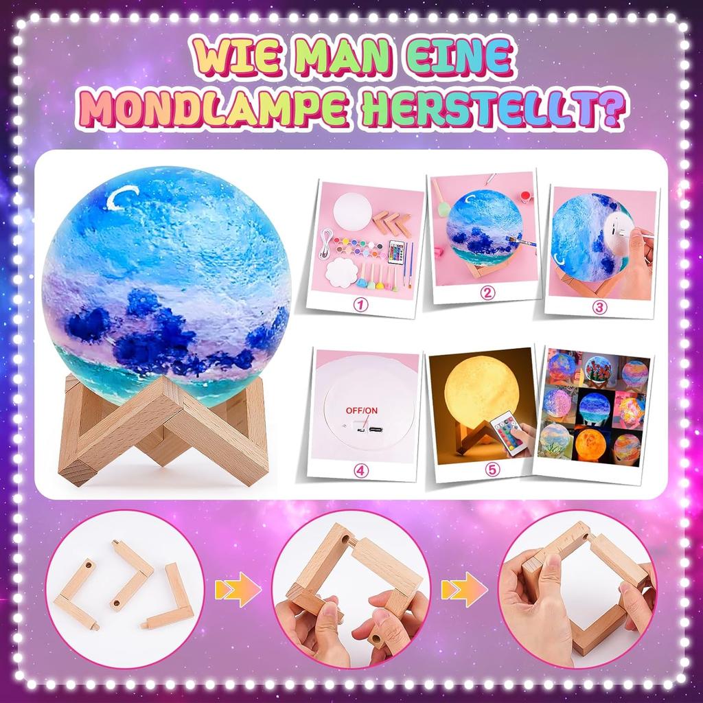 Набор для творчества для детей от 6 до 10 лет:Подарки для девочек 7-11 лет Поделки для девочек 8-11 лет Ночник Детский