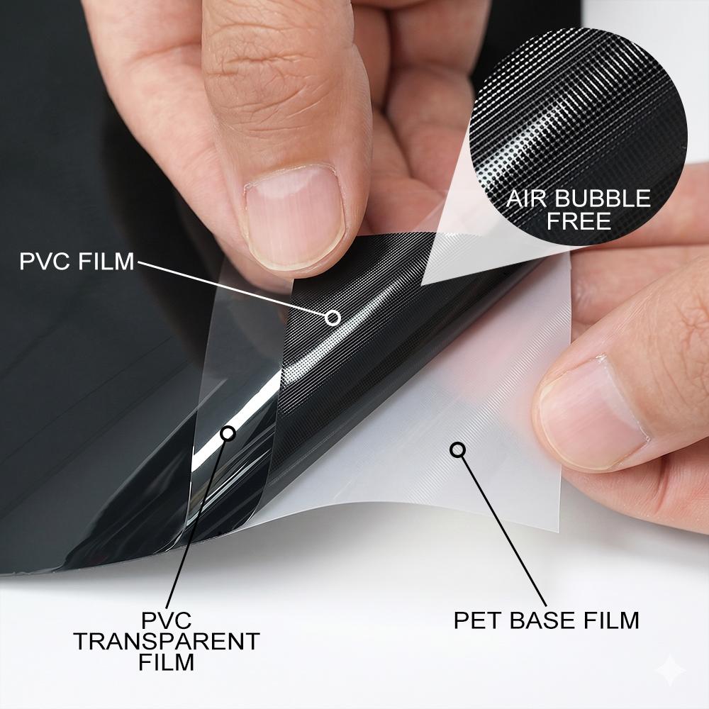 Glossy Black Self-adhesive Vinyl Sticker PET Circular Film Auto Decal Air Bubble Free Car Body Styling Decoration Accessories
