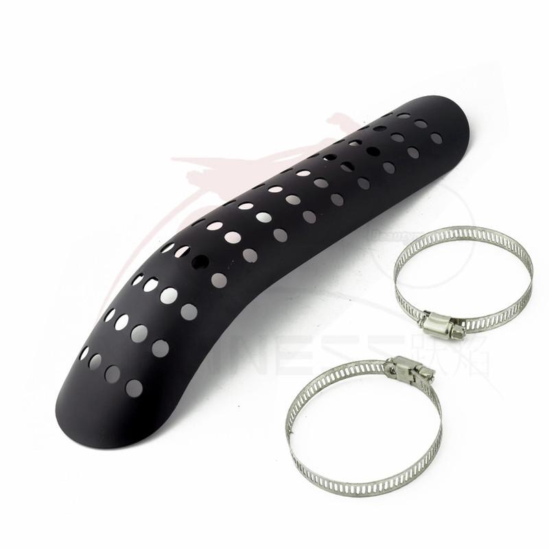 Black /Chrome Motorcycle Curved Exhaust Muffler Pipe Heat Shield Cover Guard Protector Universal for Honda Harley