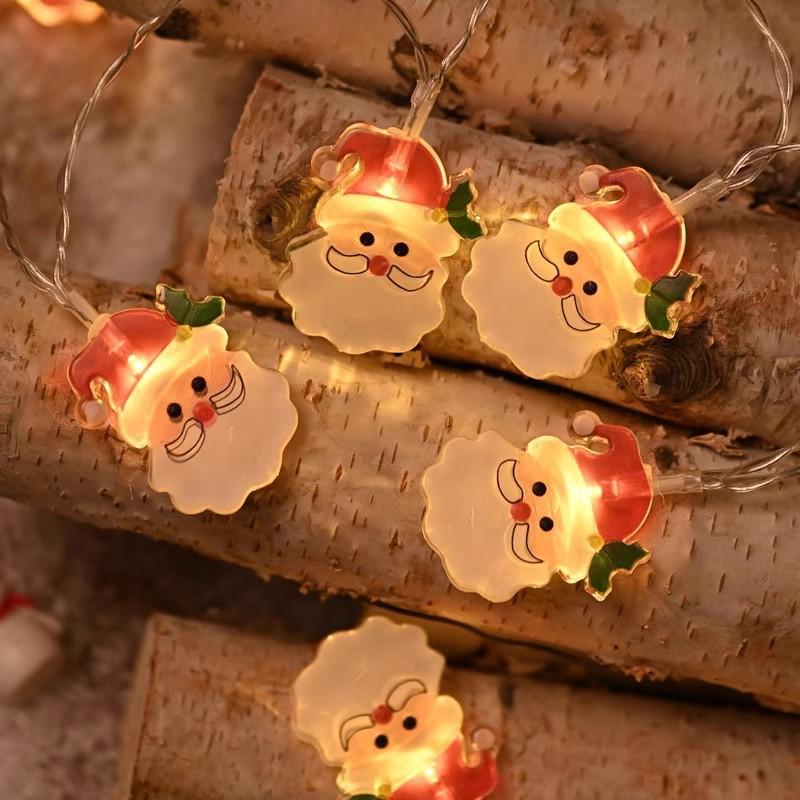 Charming LED Christmas String Lights Santa, Snowman Battery Powered Perfect for Indoor Holiday Decor, Parties & Bedroom Ambiance Ornaments