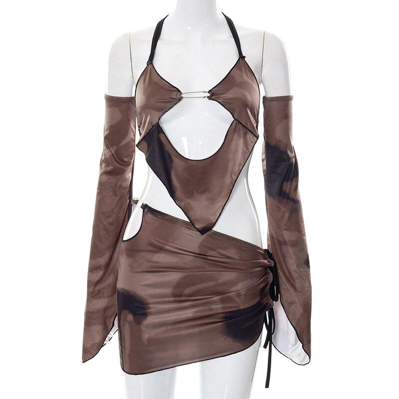 Комплект из двух предметов Y2k Топ-труба и мини-юбки Одинаковые комплекты Сексуальные клубные наряды для женщин 2022 Клубные вечерние комплекты с платьями