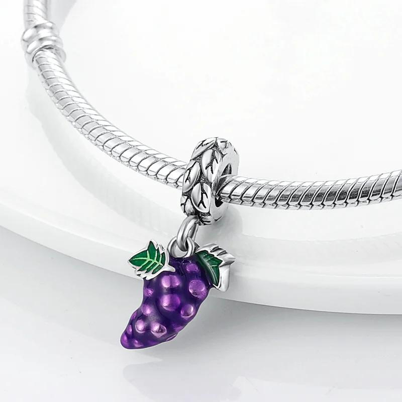 Purple Grape Fruit Bead Components Copper Metal Authentic Original Bead Components Compatible With Authentic Original Charm Bead Components Bracelet