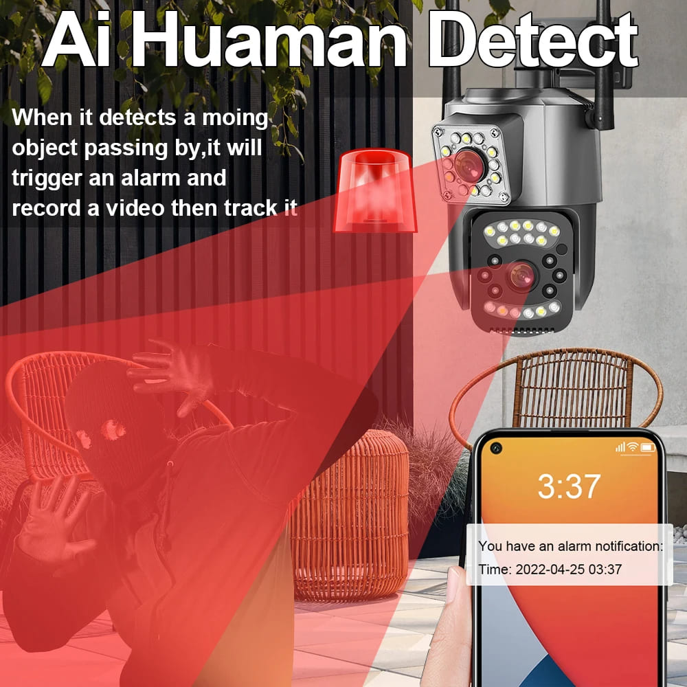 EU CCTV Camera V380 Pro 4K 8MP Wi-Fi 4G SIM Card Outdoor IP Security Camera Bidirectional Call Color Night Vision AI WiFi Camera