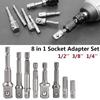 Socket Adapter Bit Adapter 1/4in 2/3/8pcs Chrome Vanadium Steel