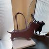 Yogodlns Three-dimensional Dachshund Shoulder Bag PU Leather Retro Handbag Design Underarm Bag For Women Trend Commut Bag
