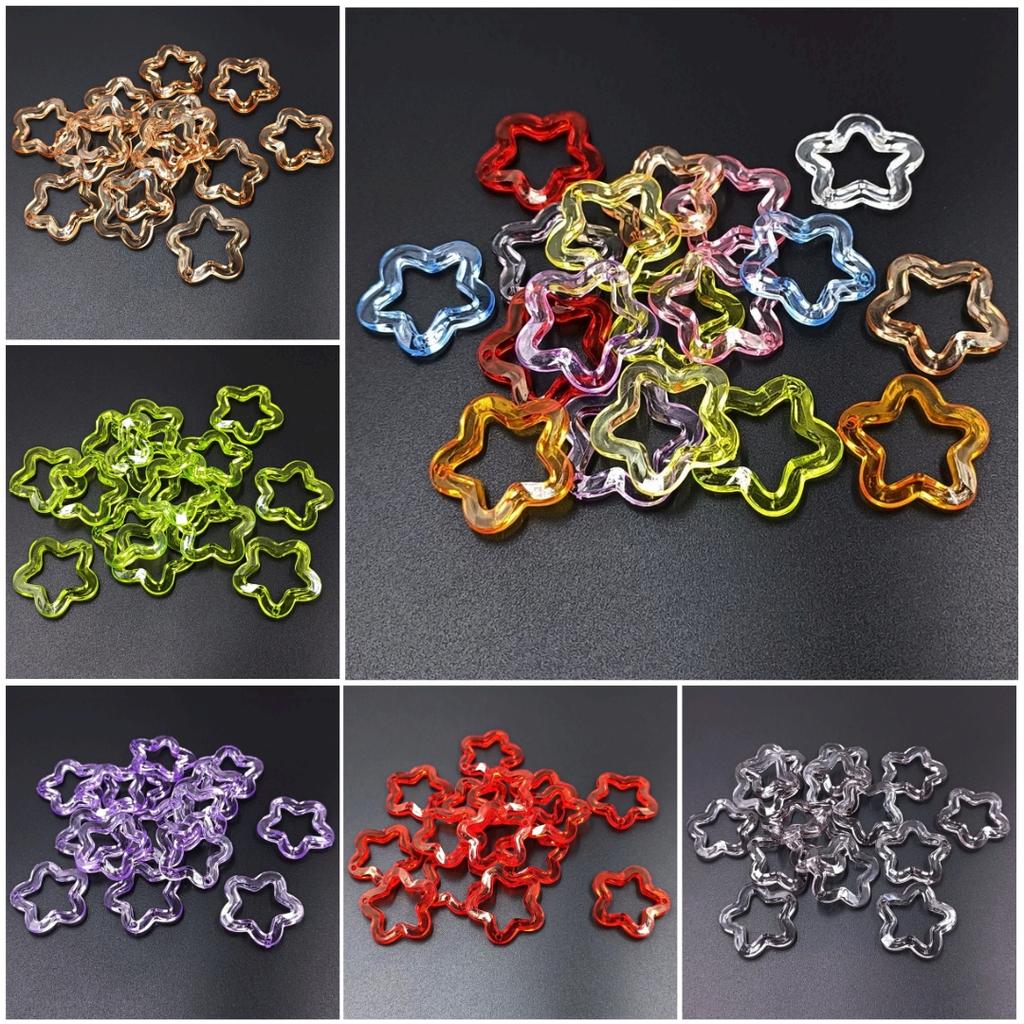 Home Party Supplies Fashion Acrylic DIY Jewelry Accessories 30mm Star Loose Beads for Bracelet Earring Making Material Transparent Charms Creative