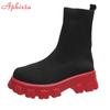 Fashion Aphixta Autumn New Stretch Fabric Socks Shoes Woman Casual Platform Boots Net Red Knitted Short Boots Women Plus Size Booties