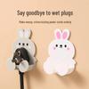 New 0.7 Exclusive: Cute Rabbit Adhesive Plug and Socket Hook - No-Punch Cartoon Design