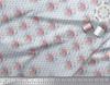 Soimoi Gray Poly Crepe Fabric Square & Rose Floral Print Sewing Fabric metre 42 Inch