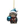 Cartoon Cat Unique Car Hanging Decor Festive Acrylic Gift For Christmas Enthusiasts