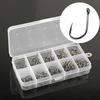500Pcs 10 Sizes Assorted Sharpened Fishing Hooks Lures Baits with Tackle Box