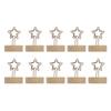 10 Pcs Place Card Holder Vertical Log Star Shaped Wooden Base Position Card Holder Note Clip Simple